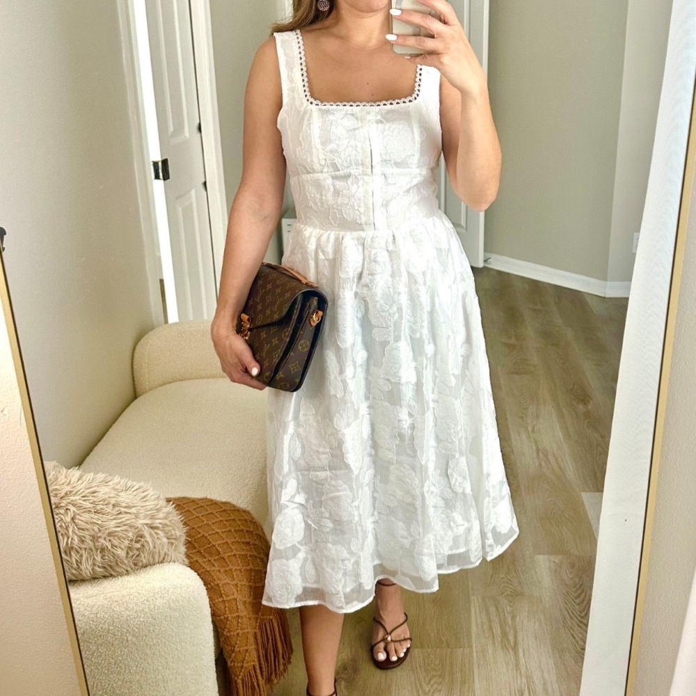 RIHOAS White Floral Midi Dress